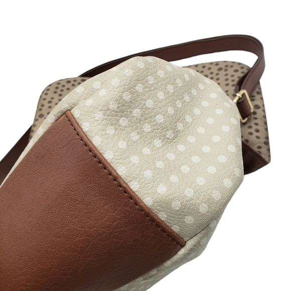Relic Polka Dot Beige Brown Flap Front Shoulder Bag Vegan  Medium Adjustable - Picture 5 of 16